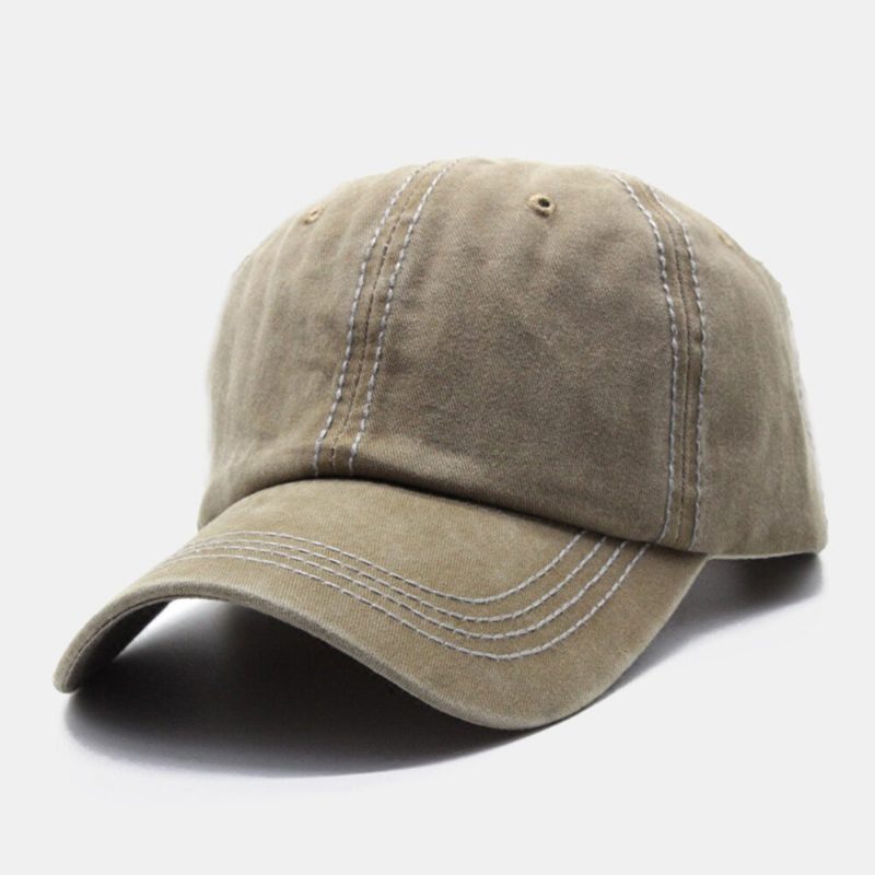 Unisex Vasket Slitt Bomull Solide Sømmer Vintage Solskjerm Justerbare Baseballhatter