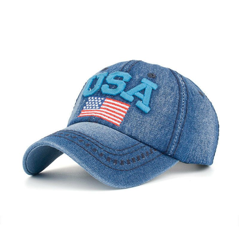 Unisex Vintage Patriotisk Baseballcaps Stilig Distressed American Flag Cap-lue