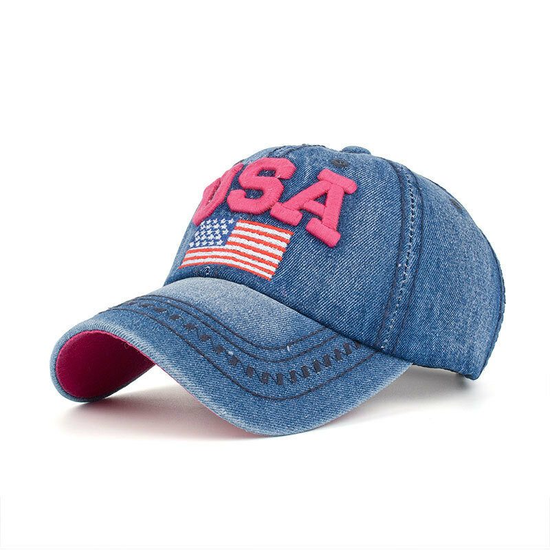 Unisex Vintage Patriotisk Baseballcaps Stilig Distressed American Flag Cap-lue