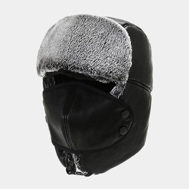 Unisex Vinter Thicken Warm Trapper Hatter Avtakbar Maske Gardin Utendørs Vindtett Hørselvern Russisk Lue Ushanka Lue