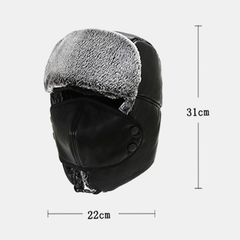 Unisex Vinter Thicken Warm Trapper Hatter Avtakbar Maske Gardin Utendørs Vindtett Hørselvern Russisk Lue Ushanka Lue